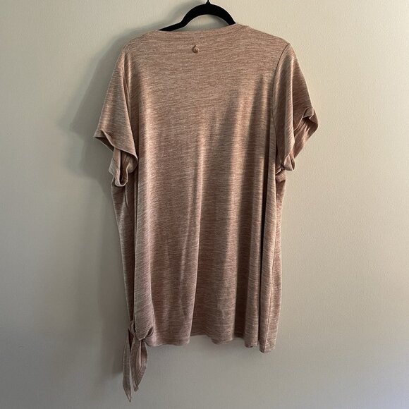 LIVI Lane Bryant Women 22/24 Tan Heather Short Sleeve Side Tie Tunic T-Shirt - Picture 9 of 10
